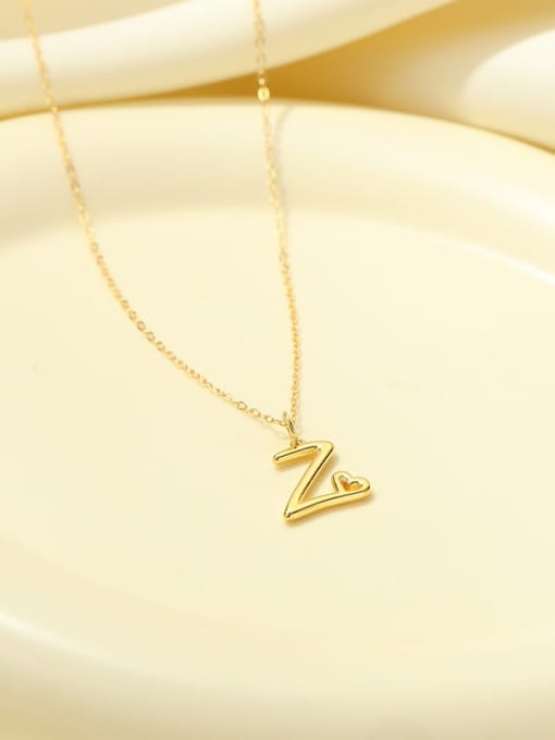 NS1117 [Golden] Letter Z 925 Sterling Silver Letter Minimalist Necklace